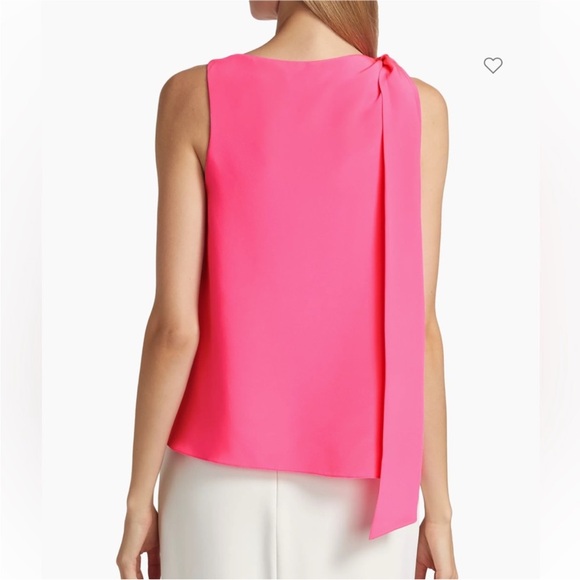 Halston Iliana Crepe Draped Top in Neon Pink SZ 10 NWT - Picture 3 of 8